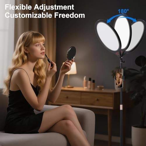 Ring Light with Stand, 14" Professional LED Camera Lighting Round Stand Black