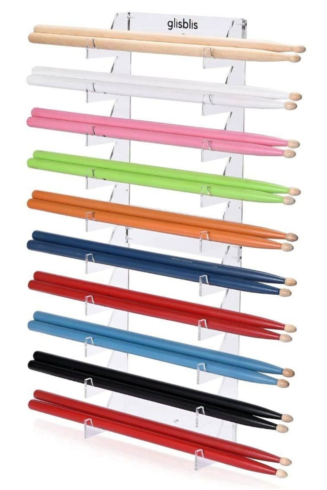 Acrylic Drum Stick Holder Display Wall Mount Adjustable Rack Holds 10 Pairs