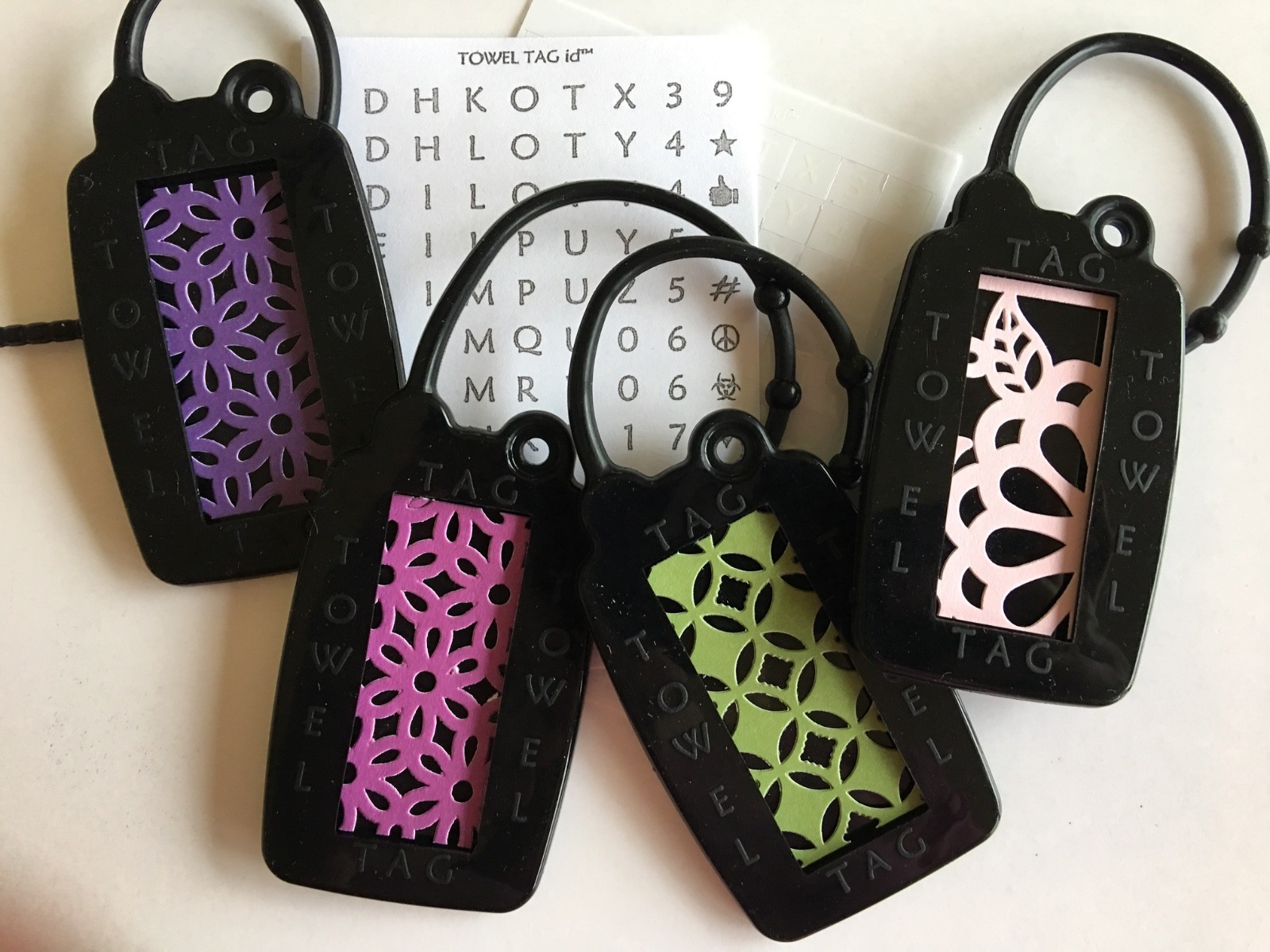 TOWEL TAG id - Set of 4 ECLIPSE towel name tags, towel markers, towel identifier