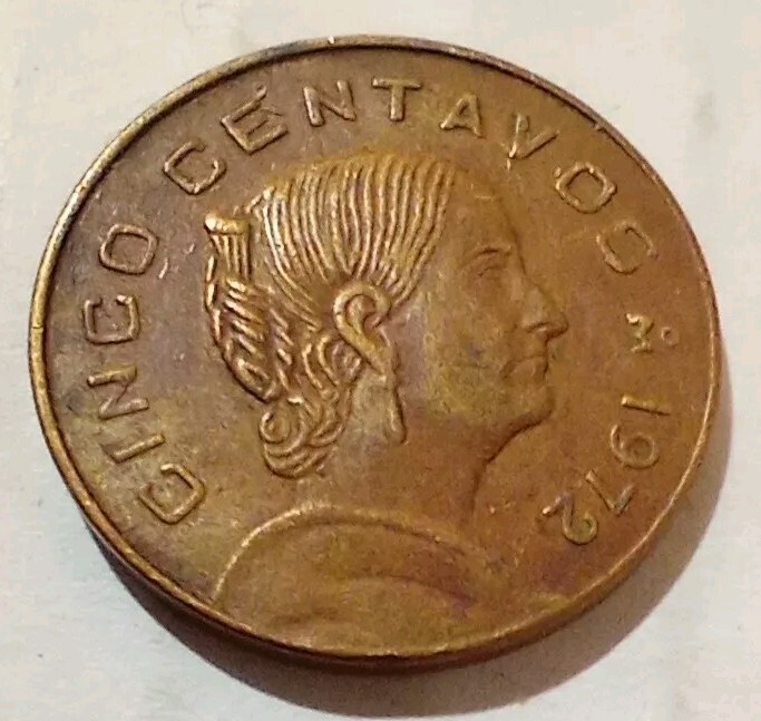 1972 Cinco Centavos Mexico Small Coin Josefa Ortiz de Domínguez 5 C
