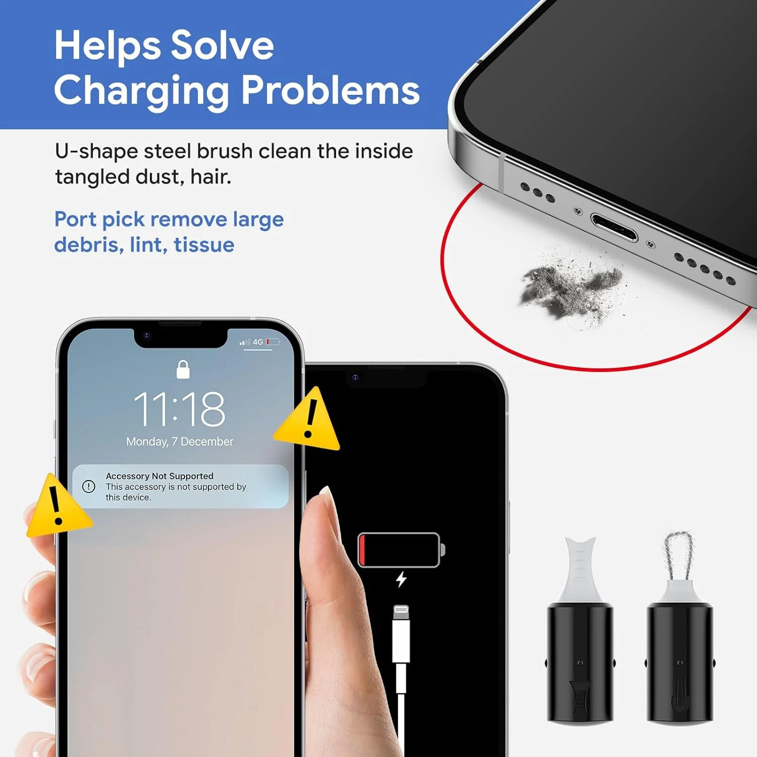 iPhone Cleaning Kit Cleaner - Charging Port Matte Black