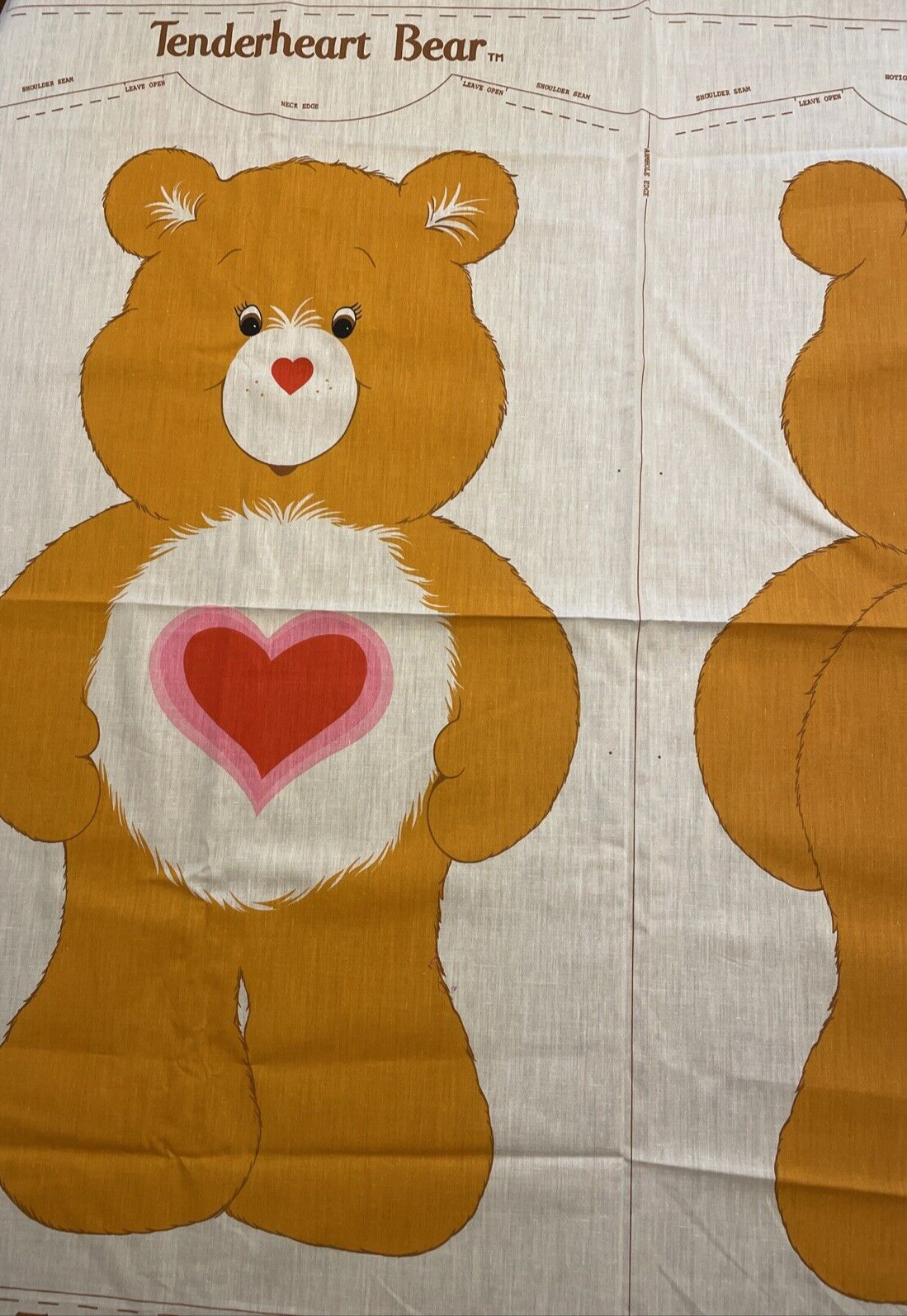 Vintage 1980's CARE BEARS Cut and Sew Pillow Stuffed Toy Panels Lot of 3 Bears