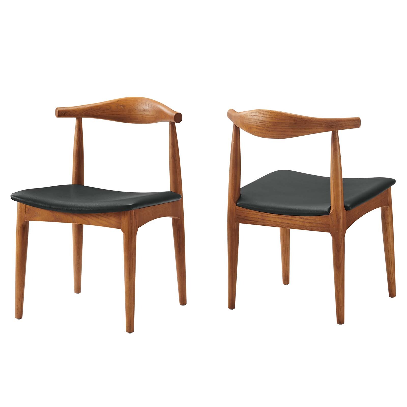 Modway Tracy Dining Chairs Wood Set of 4 in Black