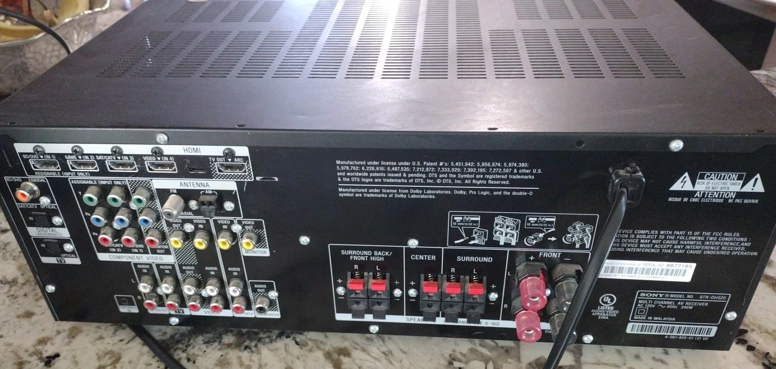 Sony STR-DH520 7.1 Multi-Channel Audio Video Stereo Receiver Powers Up Untested
