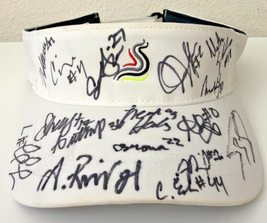 Evoshield White Golf Tennis Visor Hat Multi Signature Autographed Adjustable