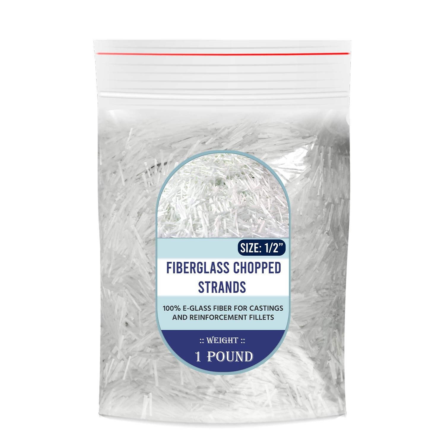 1 Pound - 1/2" Chopped Glass Fiber Strands - 100% E-Glass Fiber