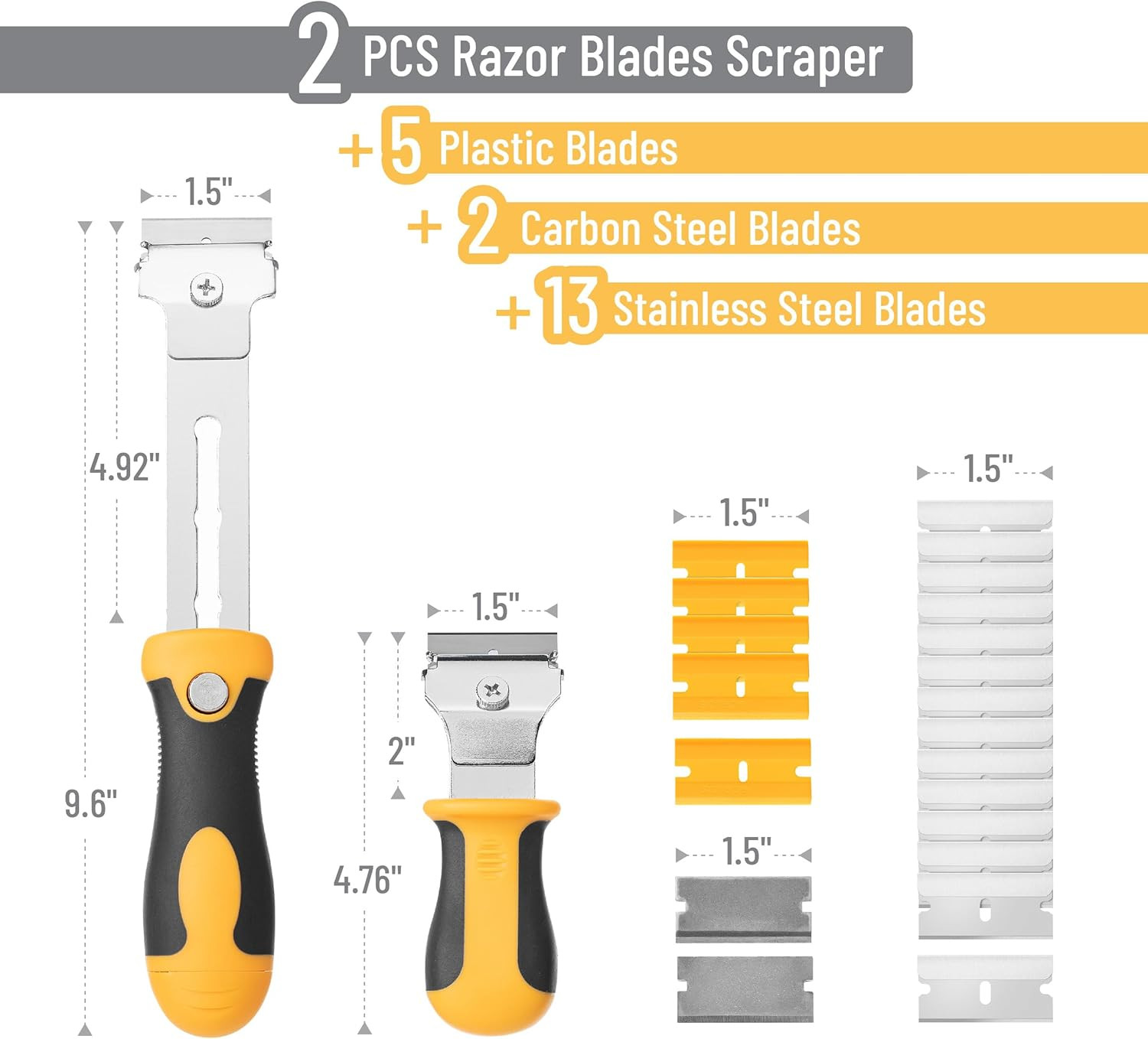 Bates- Razor Blade Scraper Set, 2 Pack, Standard & Adjustable Handle | Extra 20