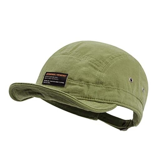 Short Brim Baseball Cap 5 Panel Hat Soft Short Bill One Size Dy09-green