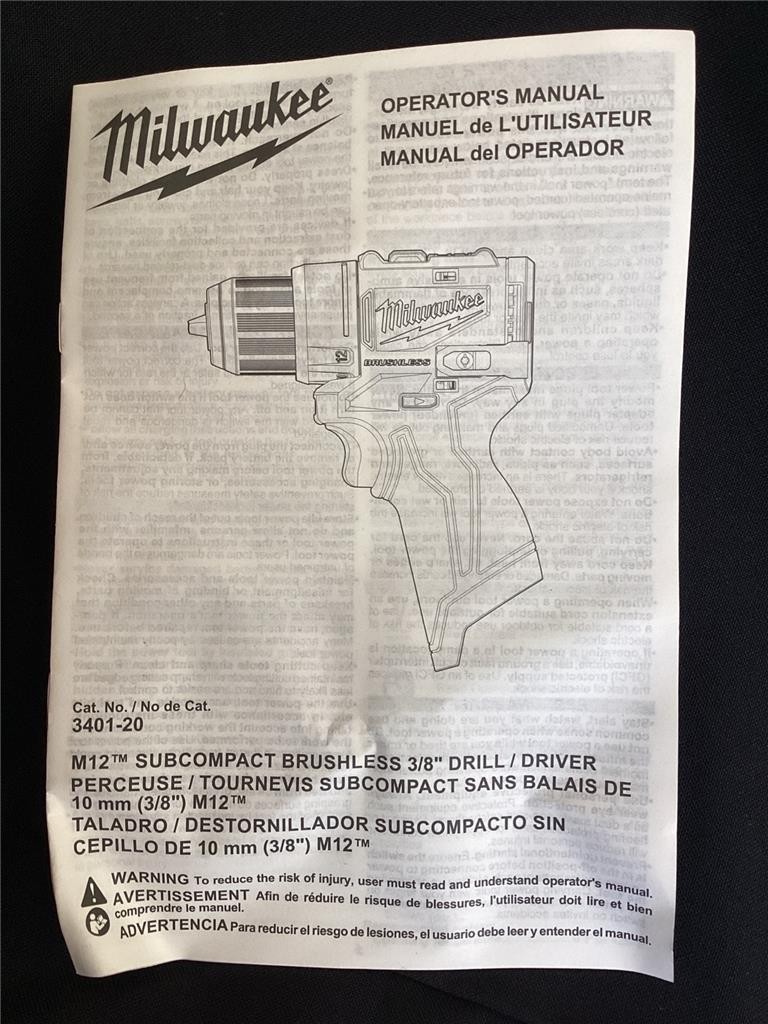 + Milwaukee M12 Subcompact Brushless 3/8" Drill/Driver Kit 3401-22