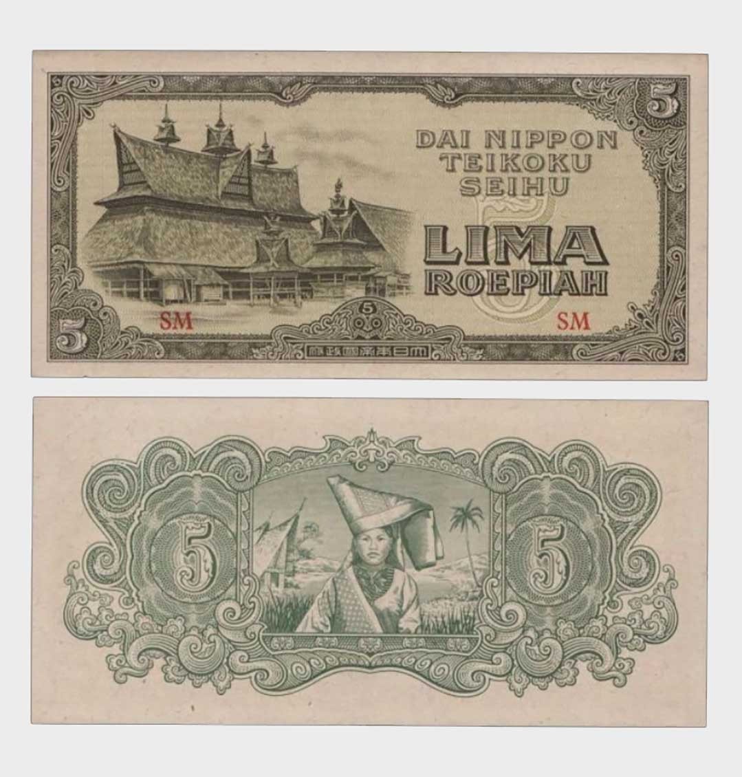 Netherlands East Indies - 1944 - 5 Roepiah - "aUNC+"  #CO6863