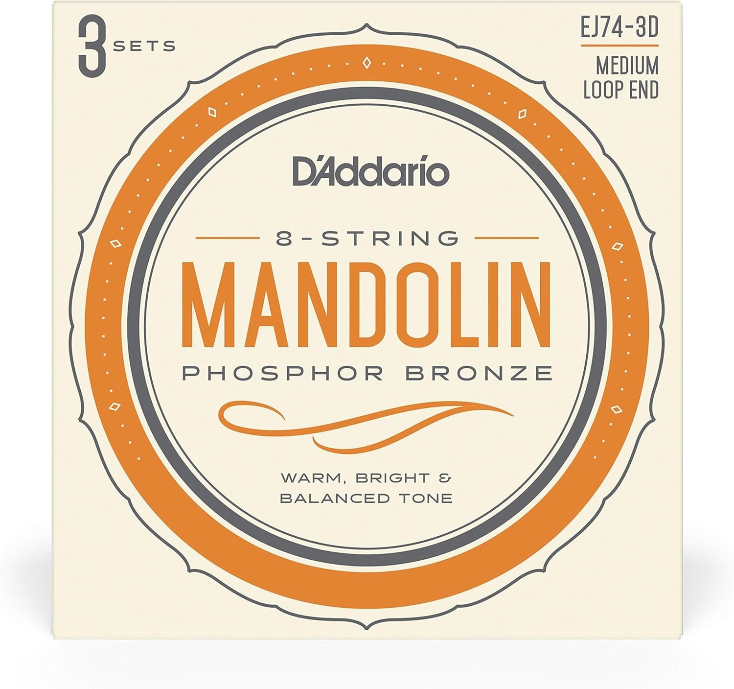 EJ74-3D by D'Addario - Durable Phosphor Bronze Mandolin Strings, 8-String Pack