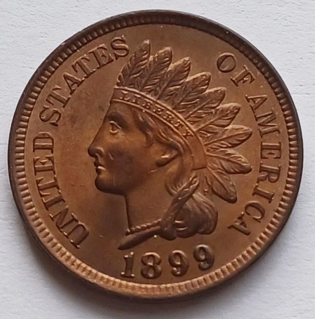 1899 Indian Head Cent Gem BU RD, Superb Penny 1C coin