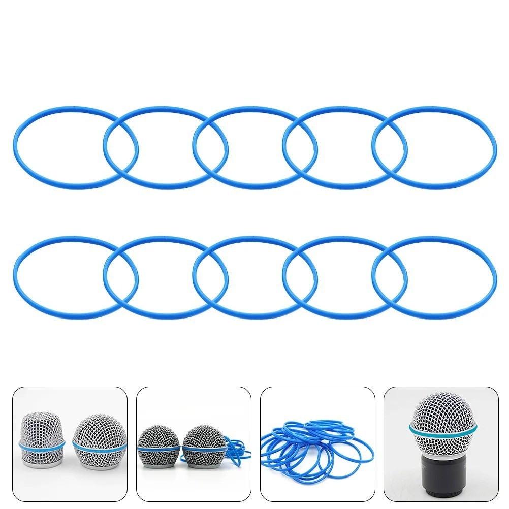 10pcs/ Blue Rubber Ring For Shure BETA58A/87A Microphone Mesh Head