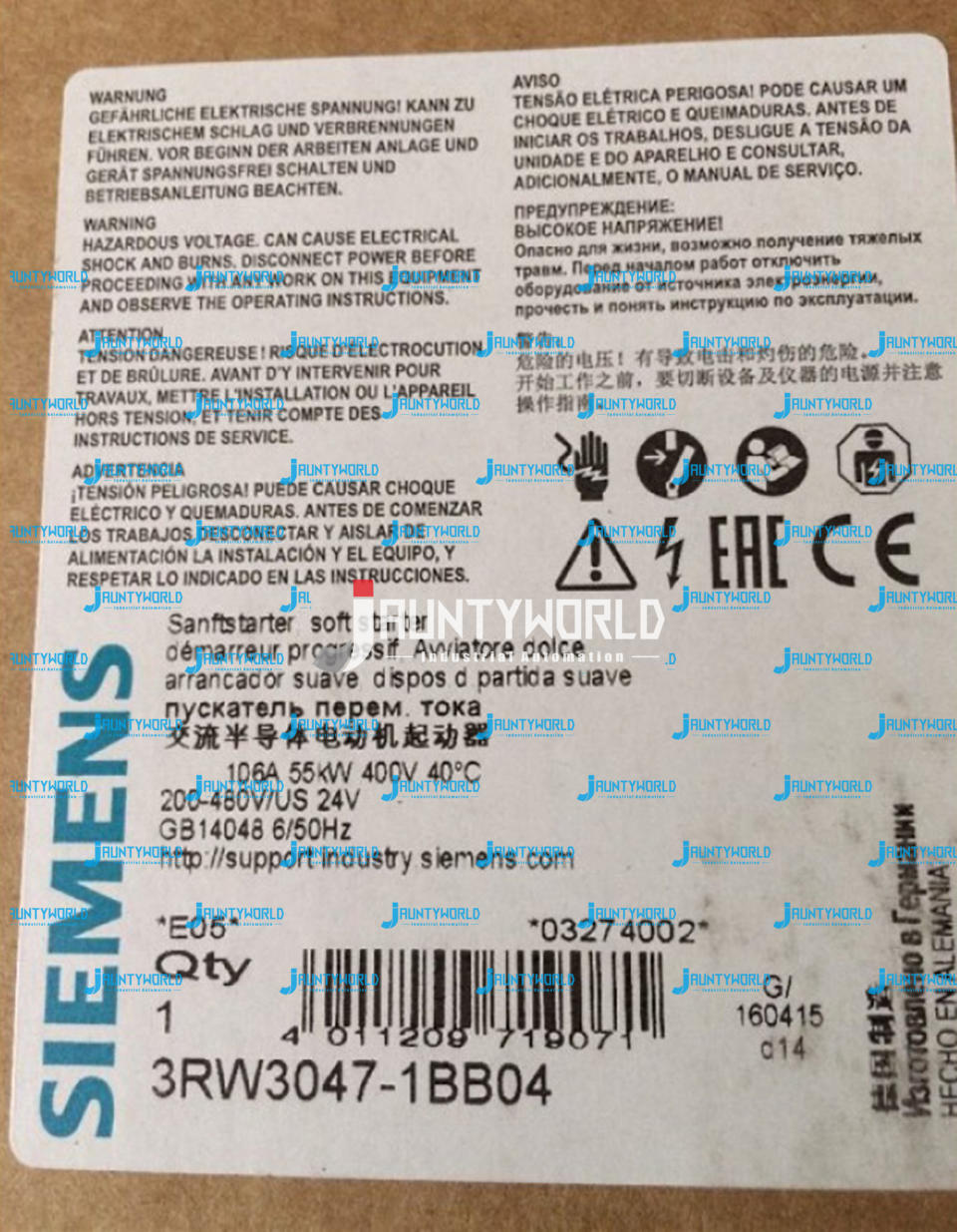 1PIECE SIEMENS SOFT STARTER 3RW3047-1BB04 NEW