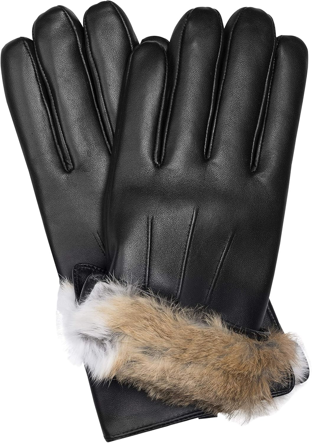 Authentic Sheepskin Leather Winter Gloves for Men with Rabbit Fur Lining +  Box