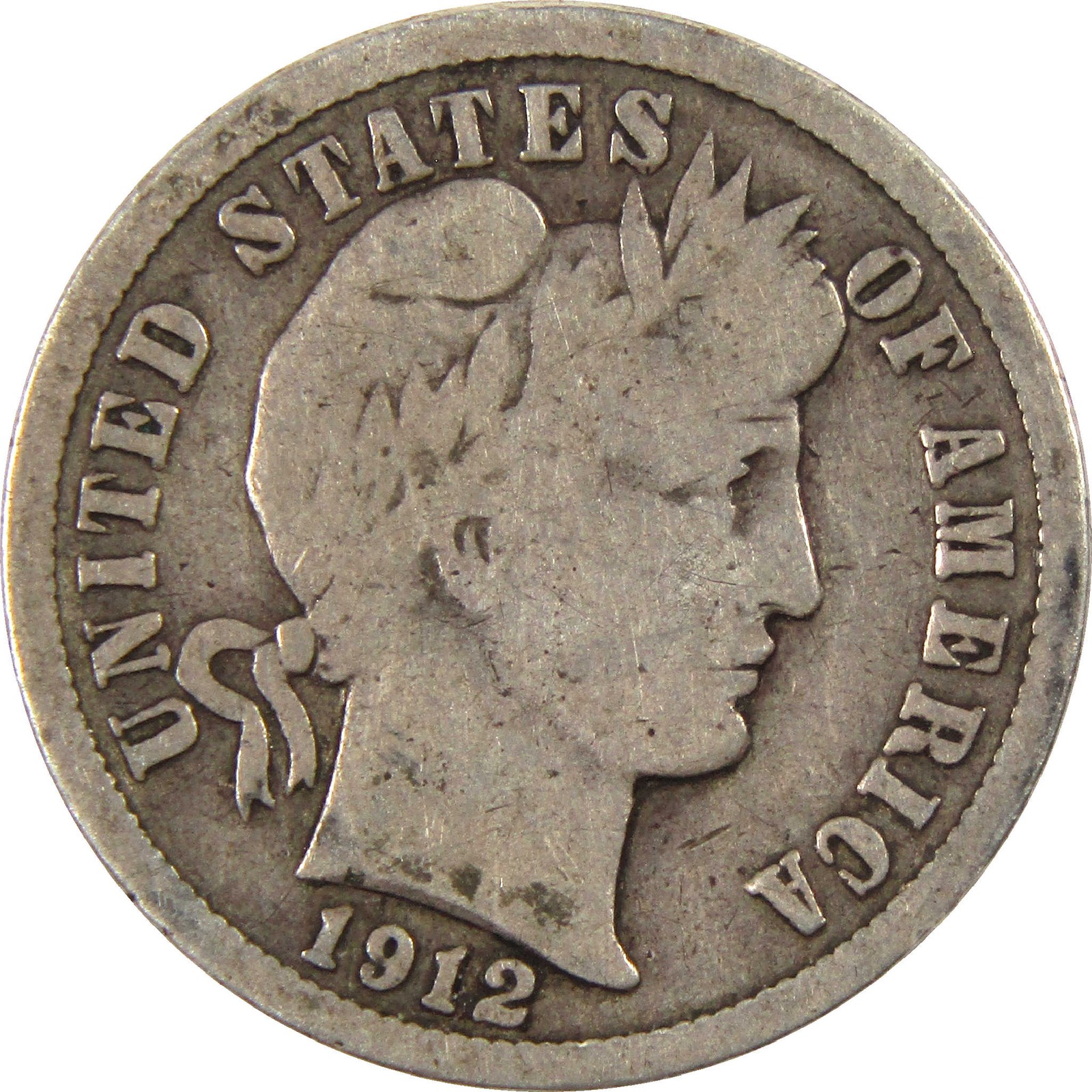 1912 Barber Dime G Good Silver 10c Coin