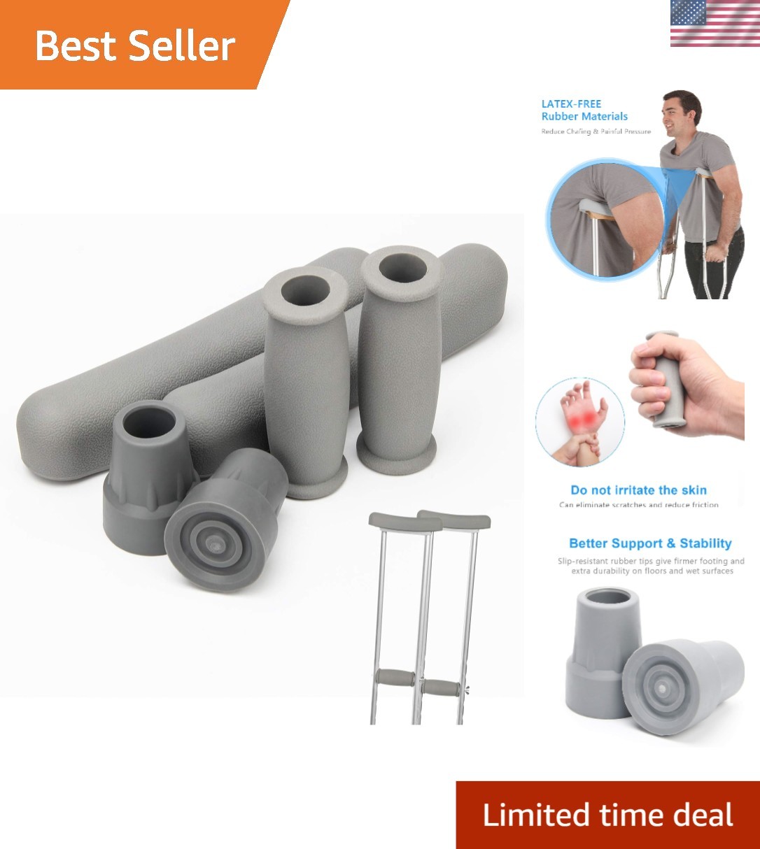 Soft & Durable Crutch Padding - Easy to Clean, Perfect for Rehab Needs