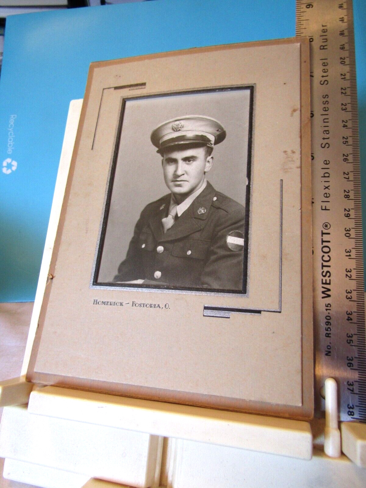 World War Two photo Fostoria Ohio "Homerick" Army Ground Forces patch VG