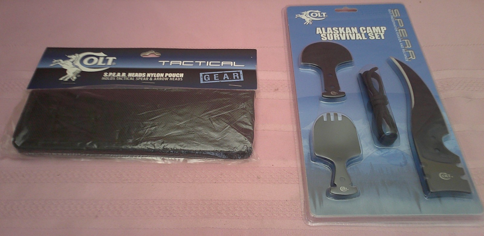 BOTH Colt CT3054 W 4 Stainless Alaskan Camp Survival Spear Heads & CT3056 Pouch!