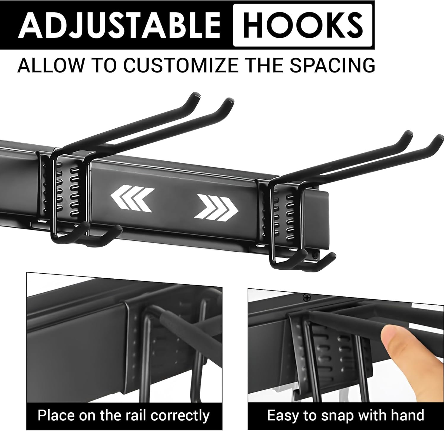 9-Piece Garage Slatwall Hook Kit – 6 Double Utility Hooks + 3 Mounting Plates (1