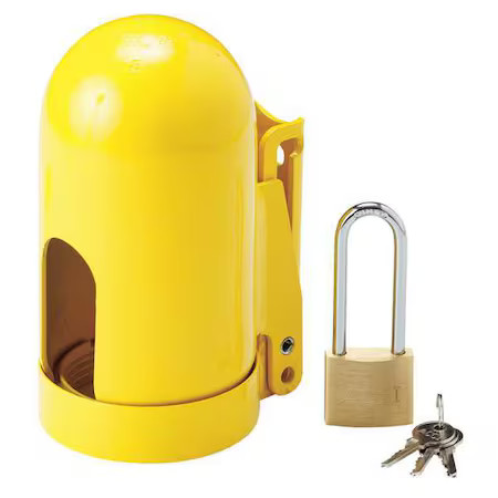 Brady 95138 Locking Cylinder Cap, Yellow, Steel, 1 Max. No. Of Padlocks, 3/8 In