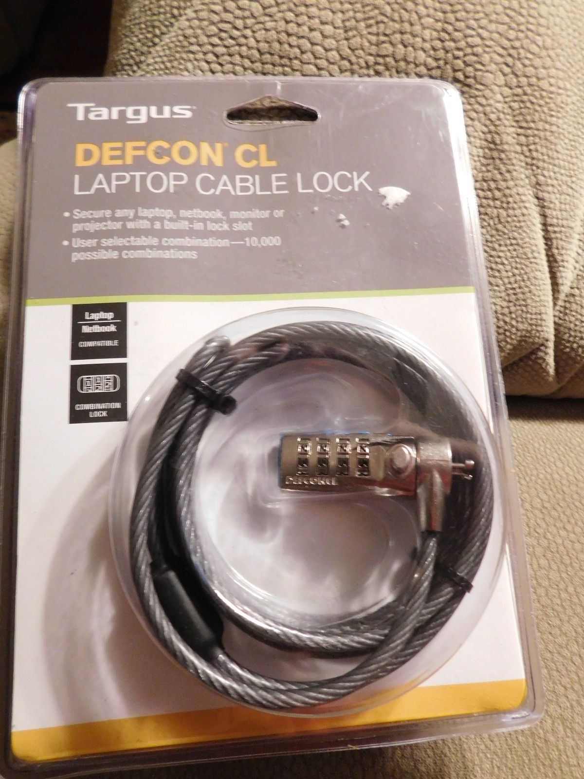 TARGUS DEFCON LAPTOP COMBINATION CABLE LOCK NEW
