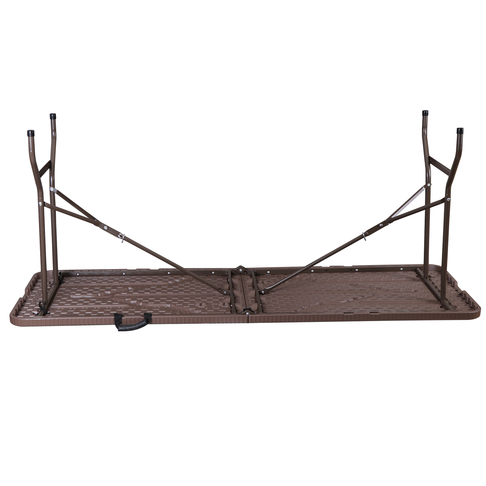 6FT Plastic Folding Table - Folds in Half w/ Carrying Handle Rectangular Brown
