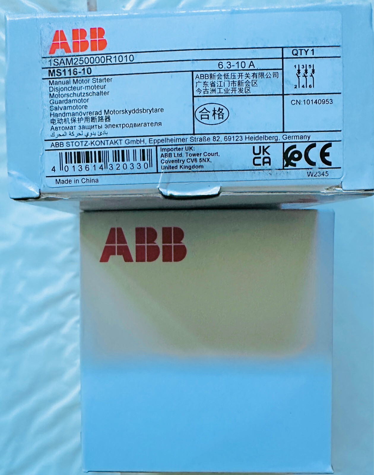 Original ABB MS116-10 Manual Motor Starter 6.3-10A Free Shipping from USA