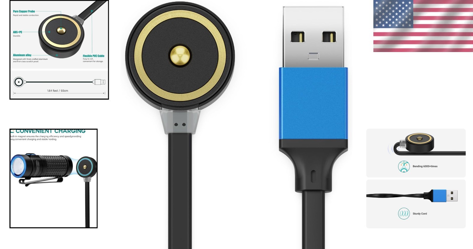 Universal Magnetic Charger for Olight Flashlights - Secure & Lightweight Design