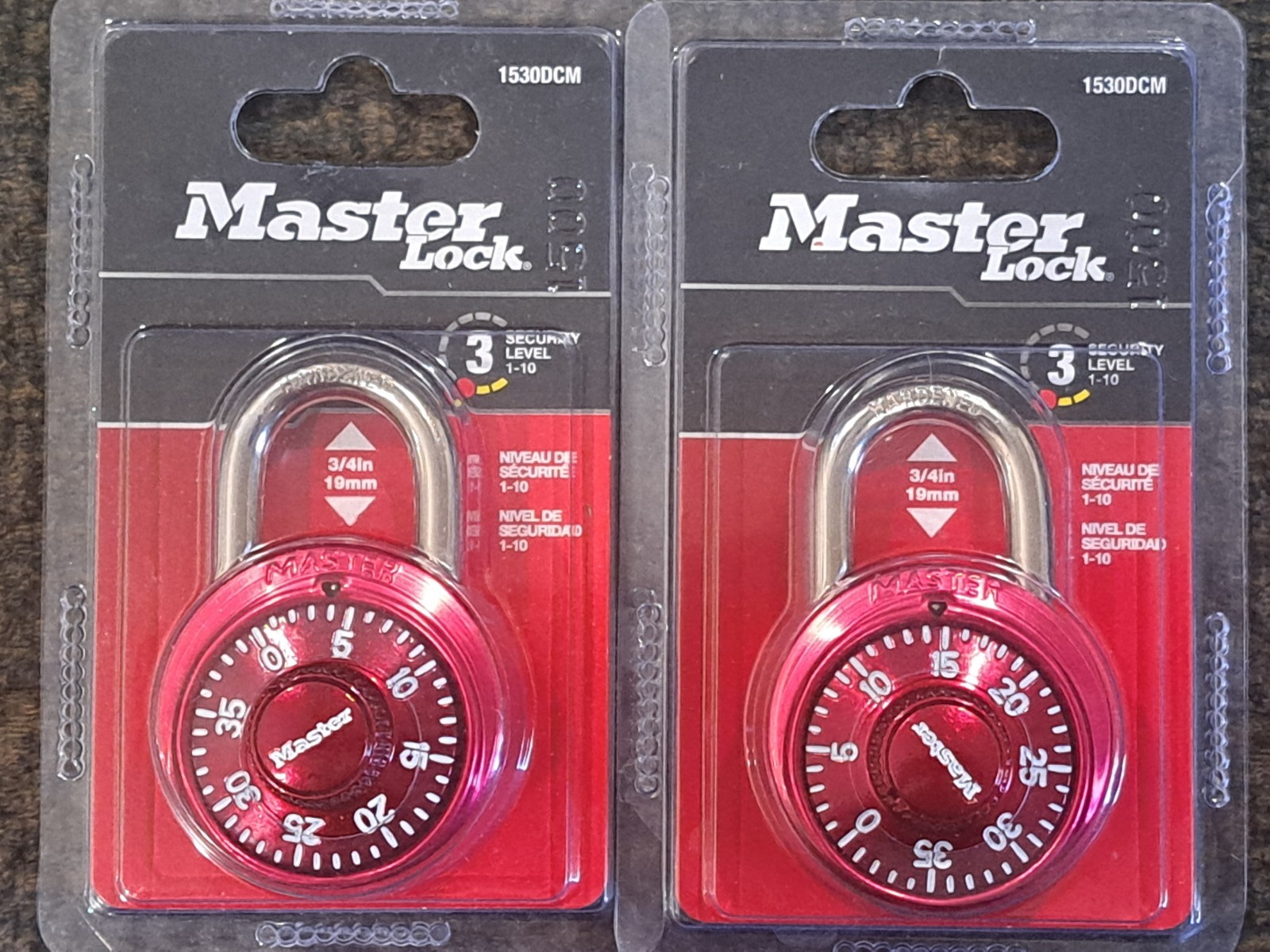 X2 Masterlock 1530DCM Red Combination Padlock Master Lock Anti Shim Colors