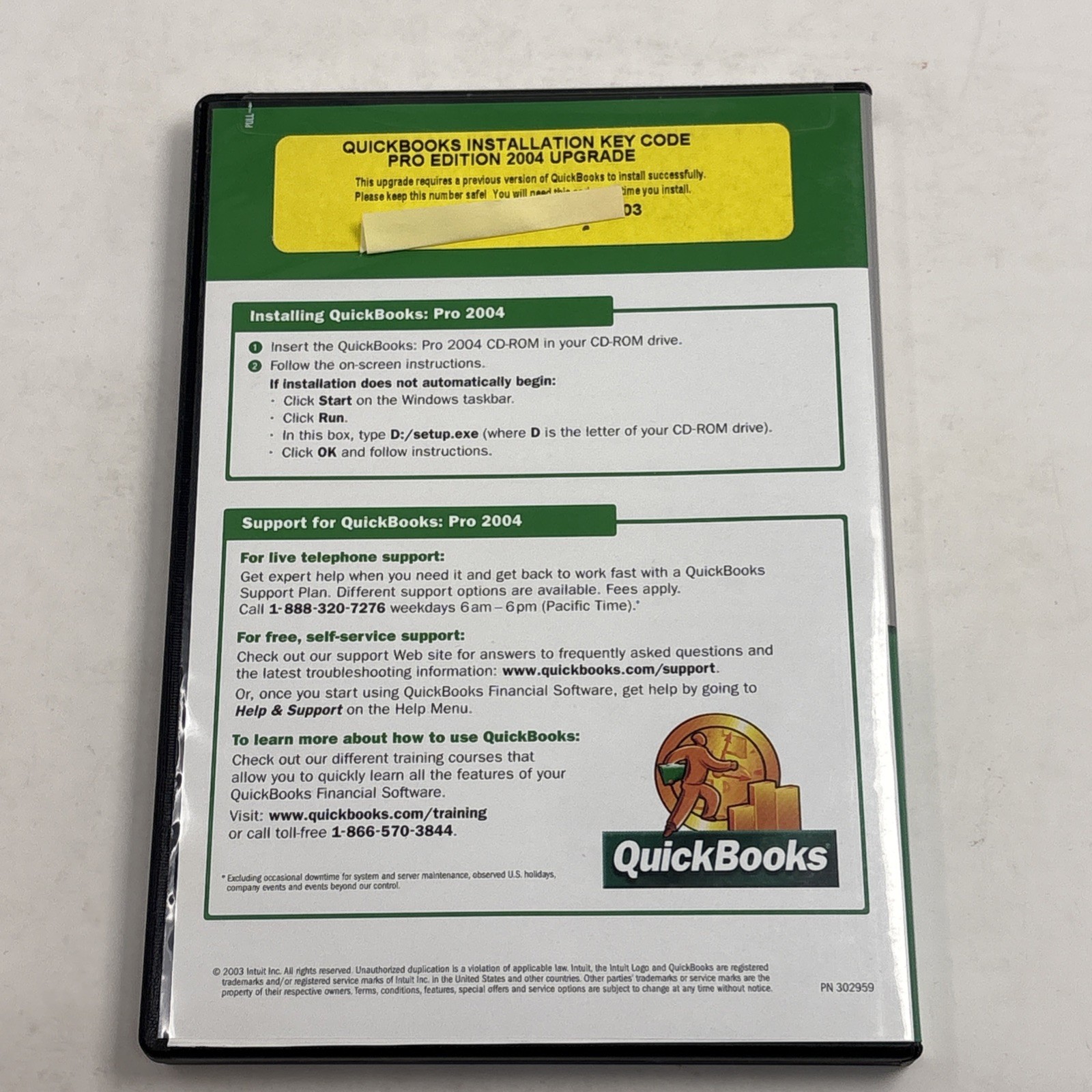 Intuit QuickBooks Pro Edition 2004 UPGRADE for Windows 98 ME 2000 XP w Key Code