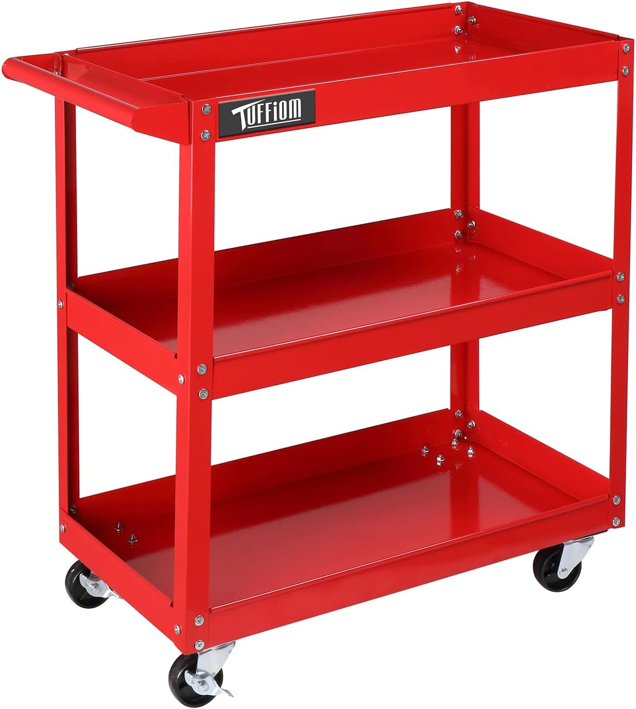3 Shelves Rolling Tool Cart Steel Utility Cart for Garage, Workshop, Warehouse