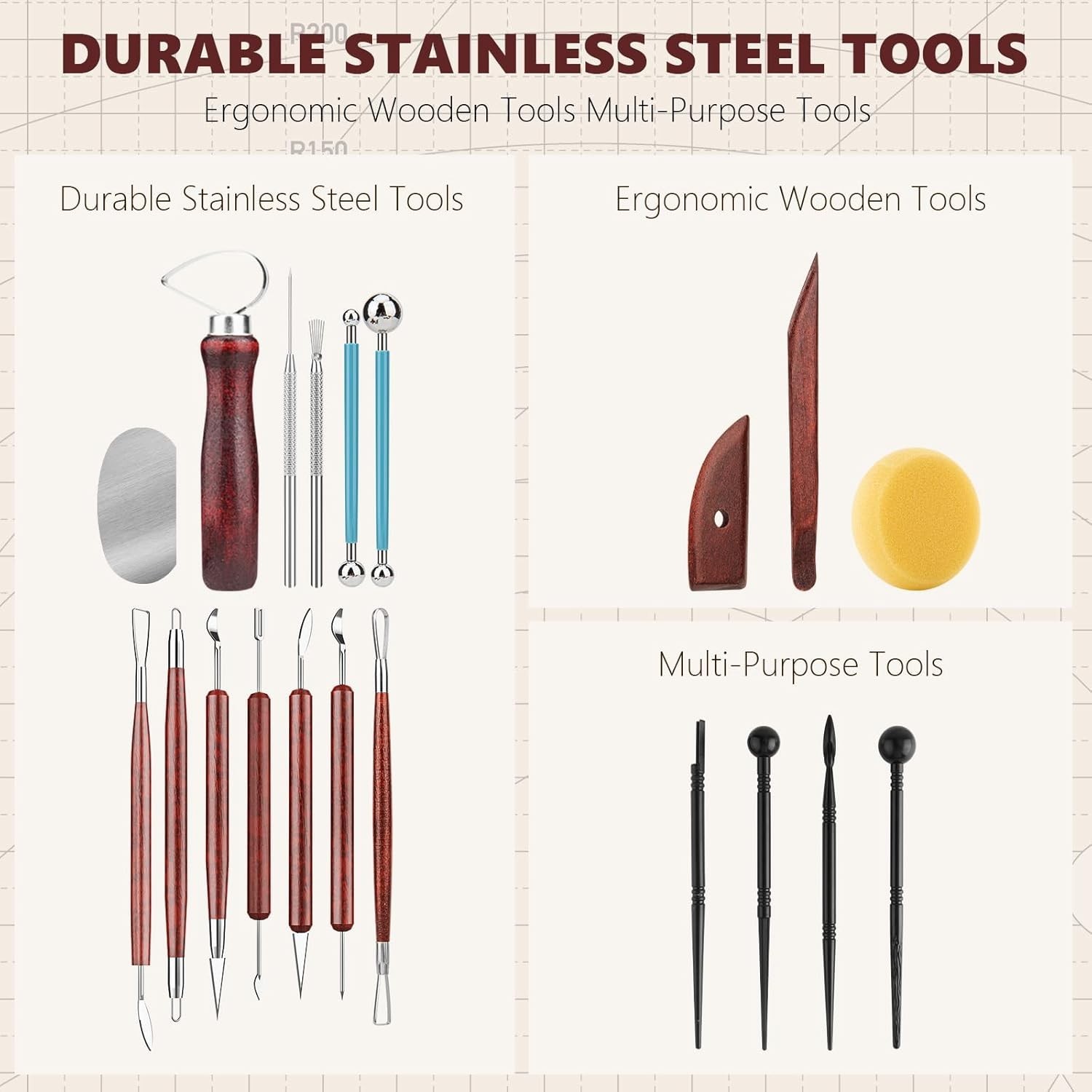 23PCS Clay Tools Sculpting, Ceramic & Pottery Modeling Tool, Ceramics Tools Set