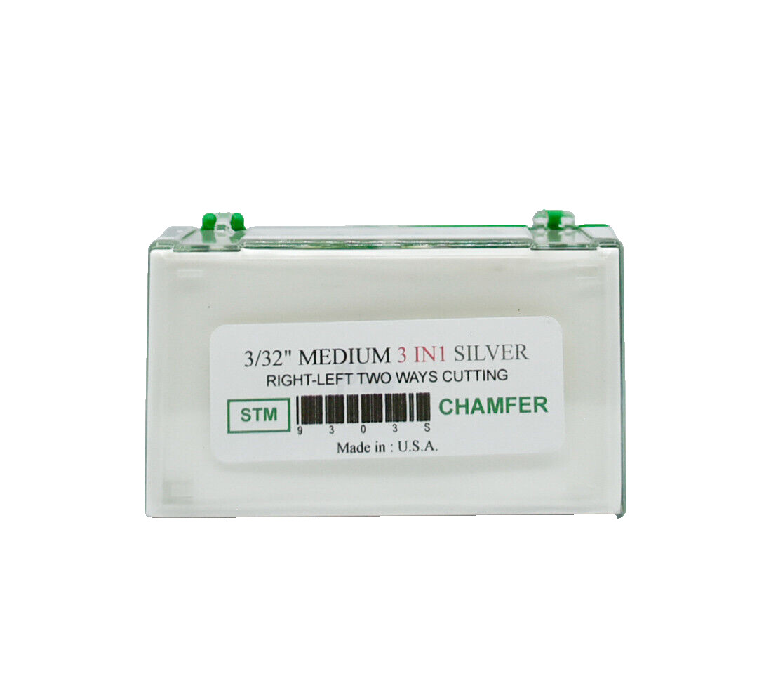 Startool Acrylic Nail Drill 3/32" STM Medium ( 3-in-1 ) Chamfer Silver (Single )