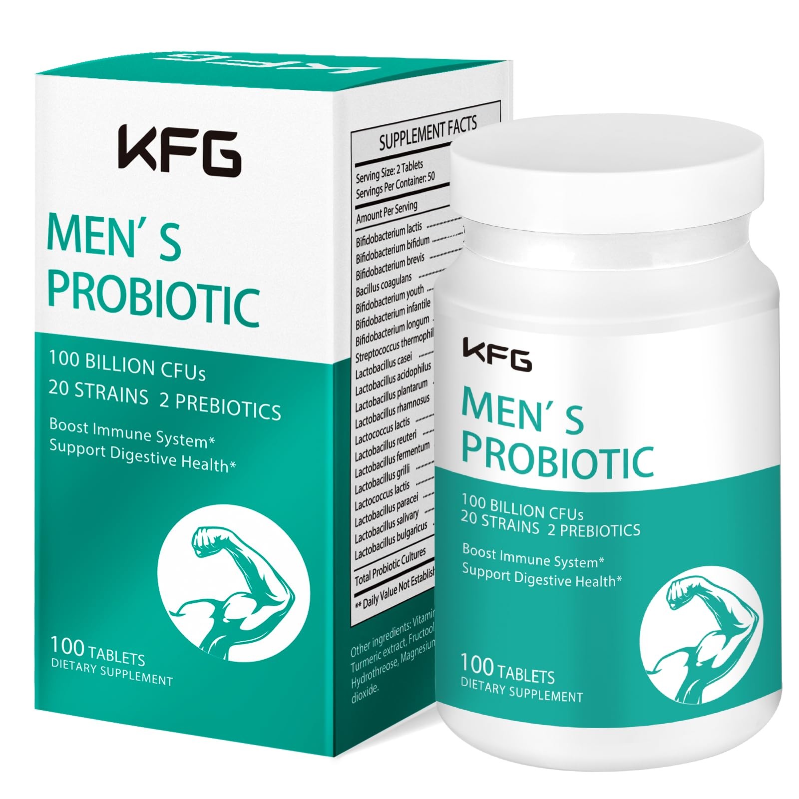 KFG Probiotic Supplement 100 Billion CFU, 20 Strains, 2 1 Count (Pack of 1)