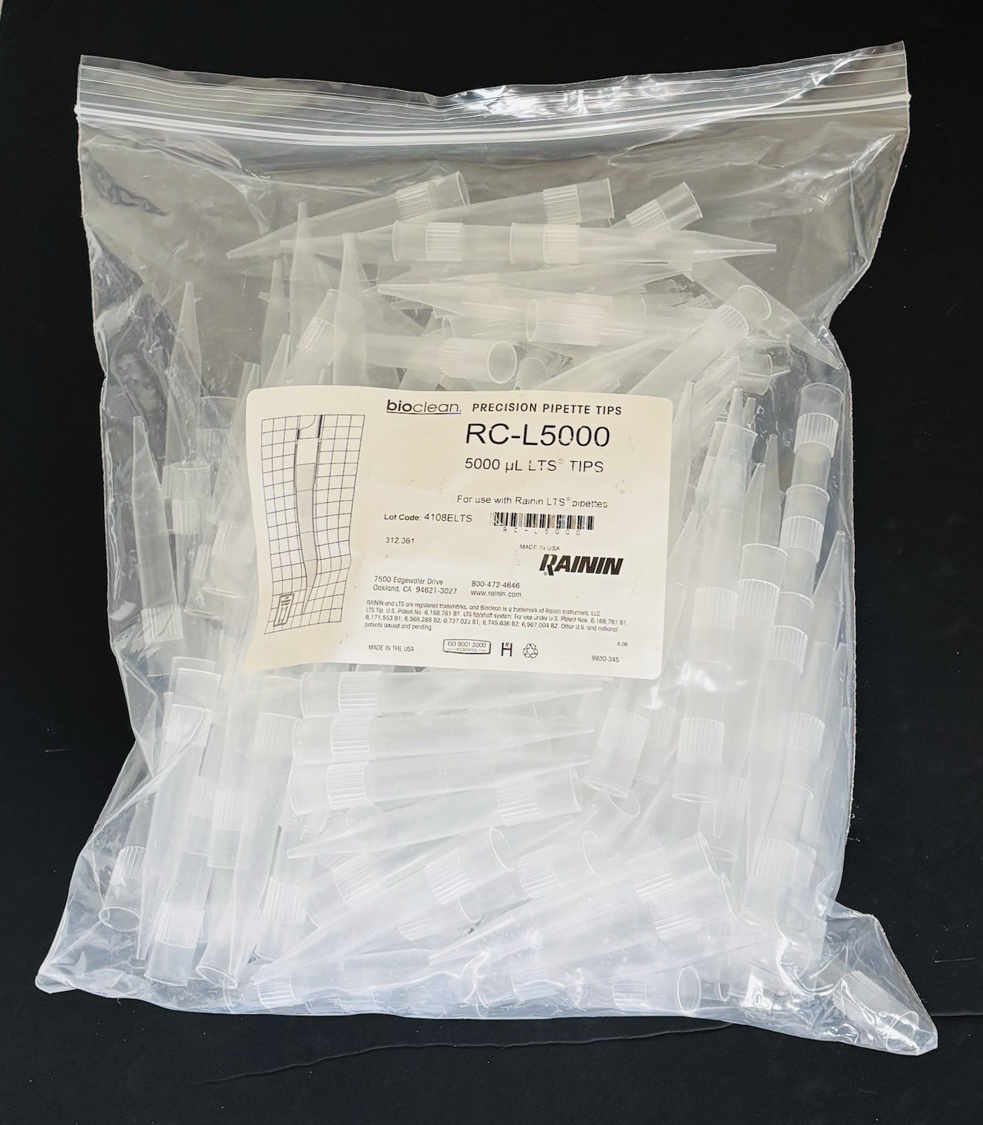 Rainin Bioclean 5000 ul Precision RC-L5000 Pipette Tips 250/PK