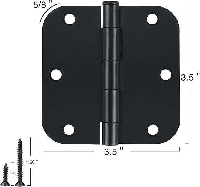 18 Pack Door Hinges 3.5 Inch Matte Black
