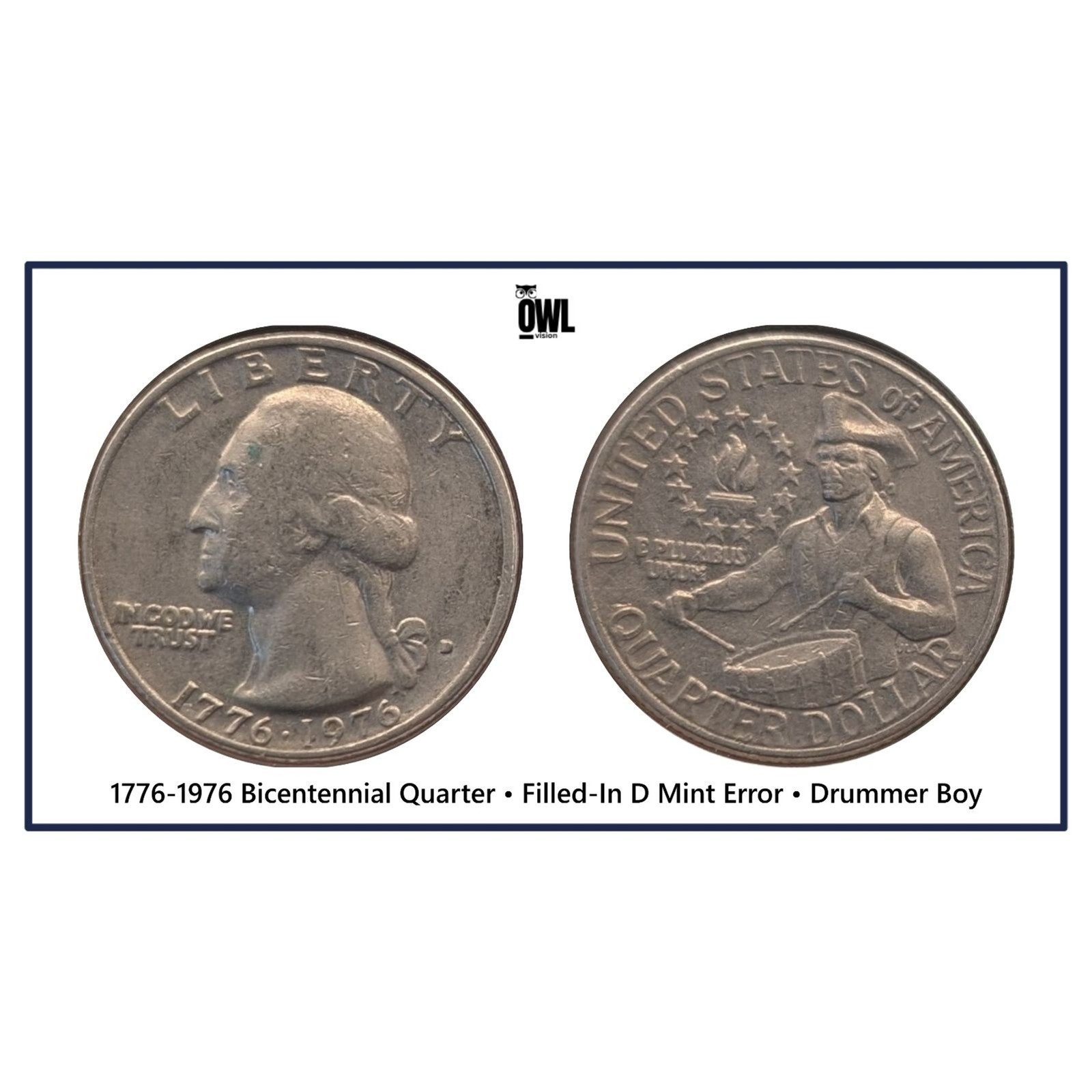 1976 Bicentennial Quarter • Filled‑In D Mint Error • Drummer Boy • UMM Finds