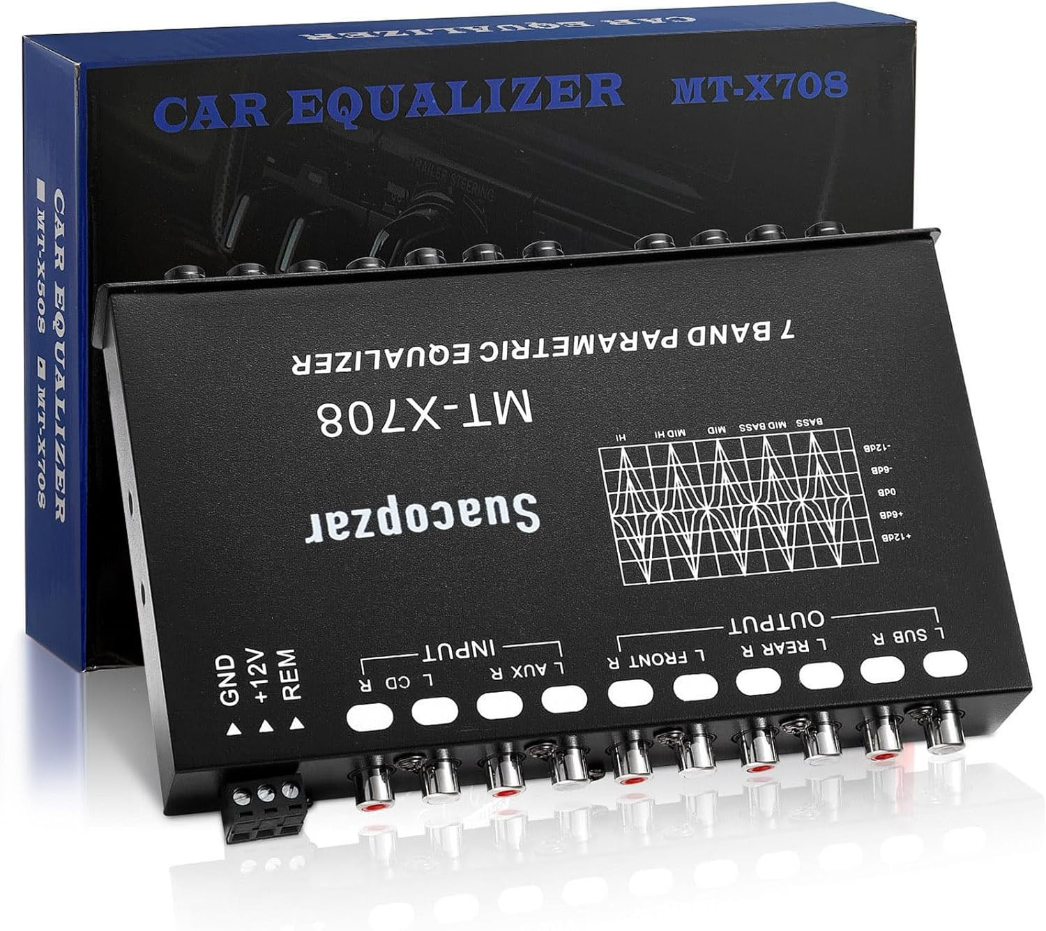 7 Band Car Audio Equalizer 12V EQ w/ AUX CD Input Subwoofer RCA Output