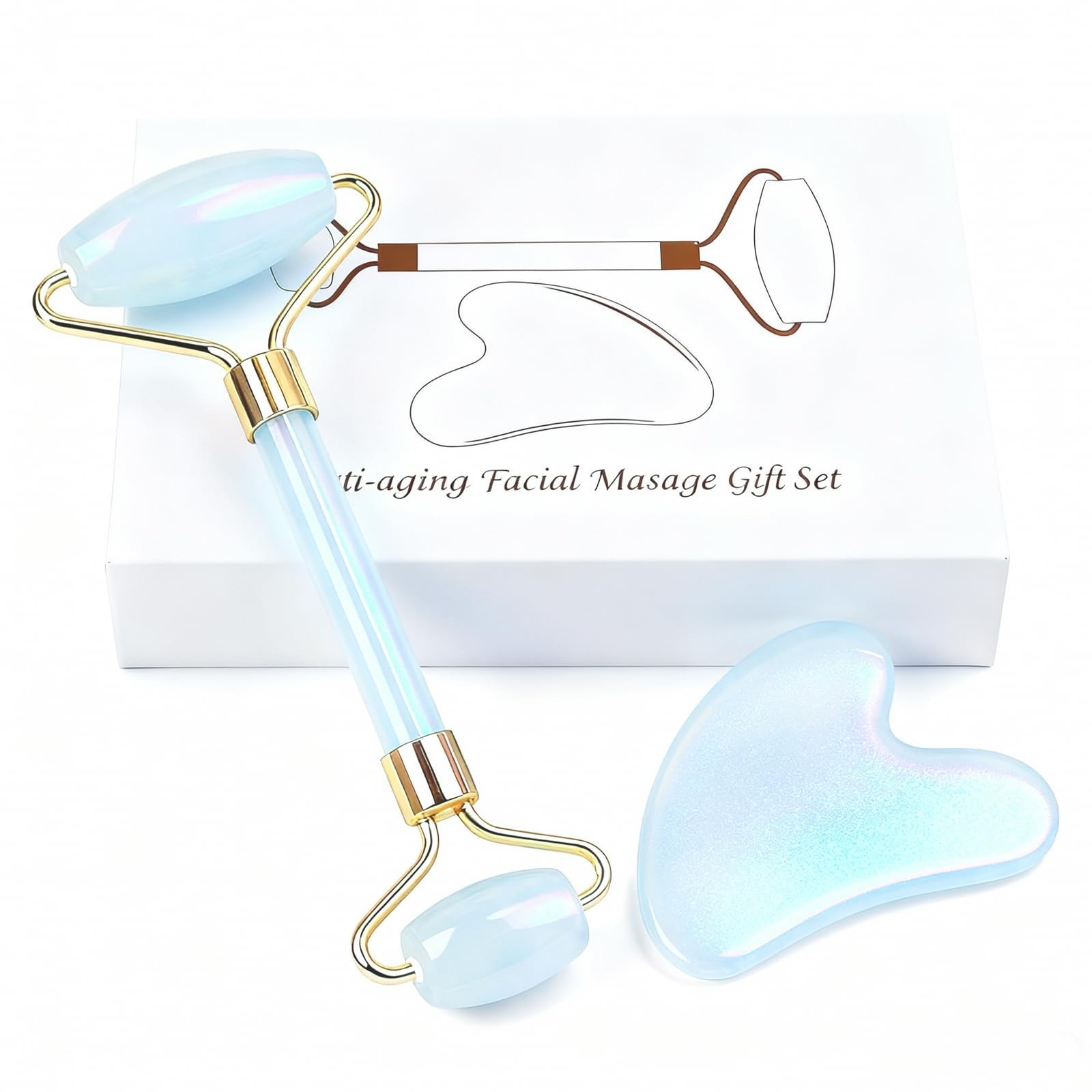Jade roller and gua sha, facial roller, women's skincare tool, self-care gift...