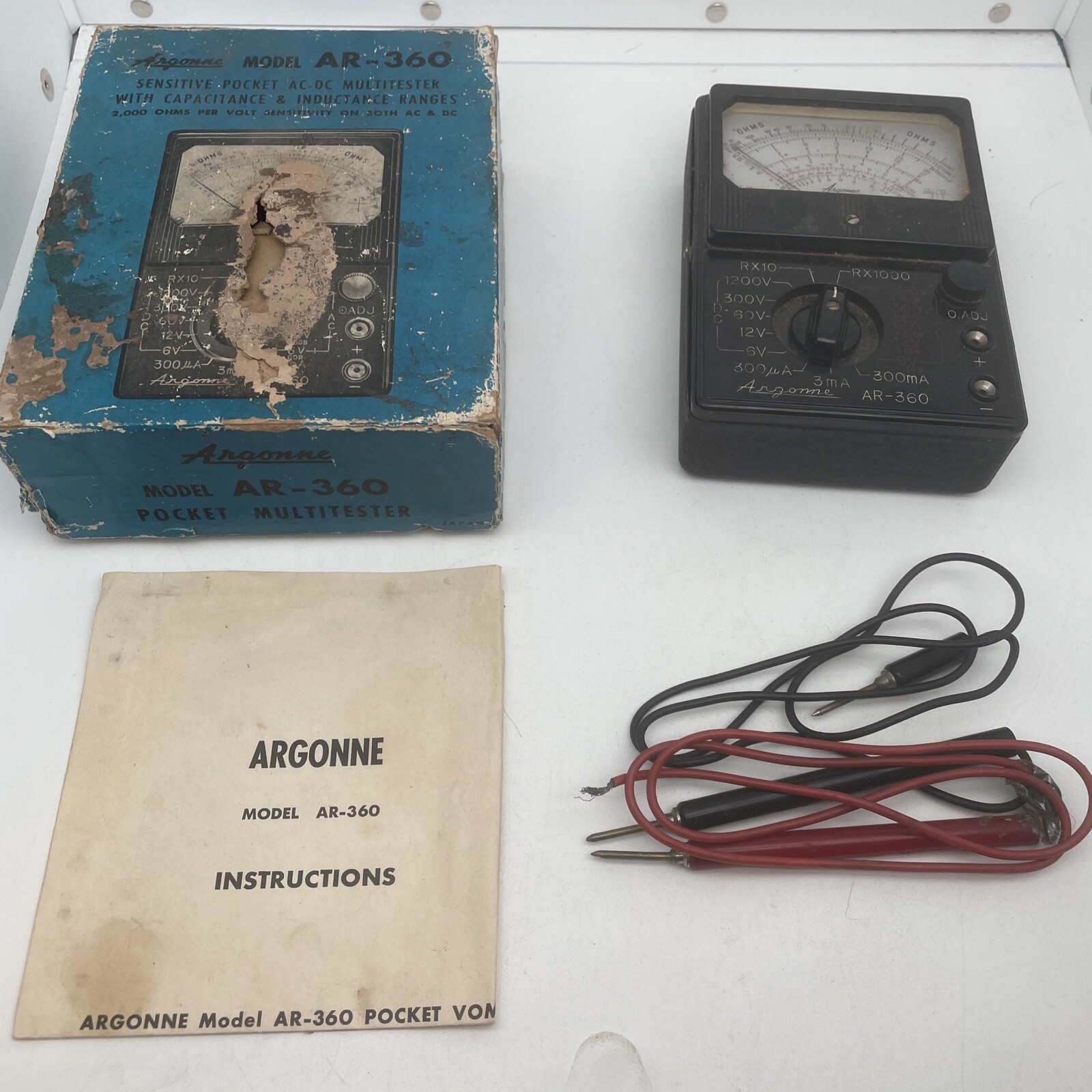 VTG Argonne Model AR-360 Multitester Gauge UNTESTED with Box Instructions