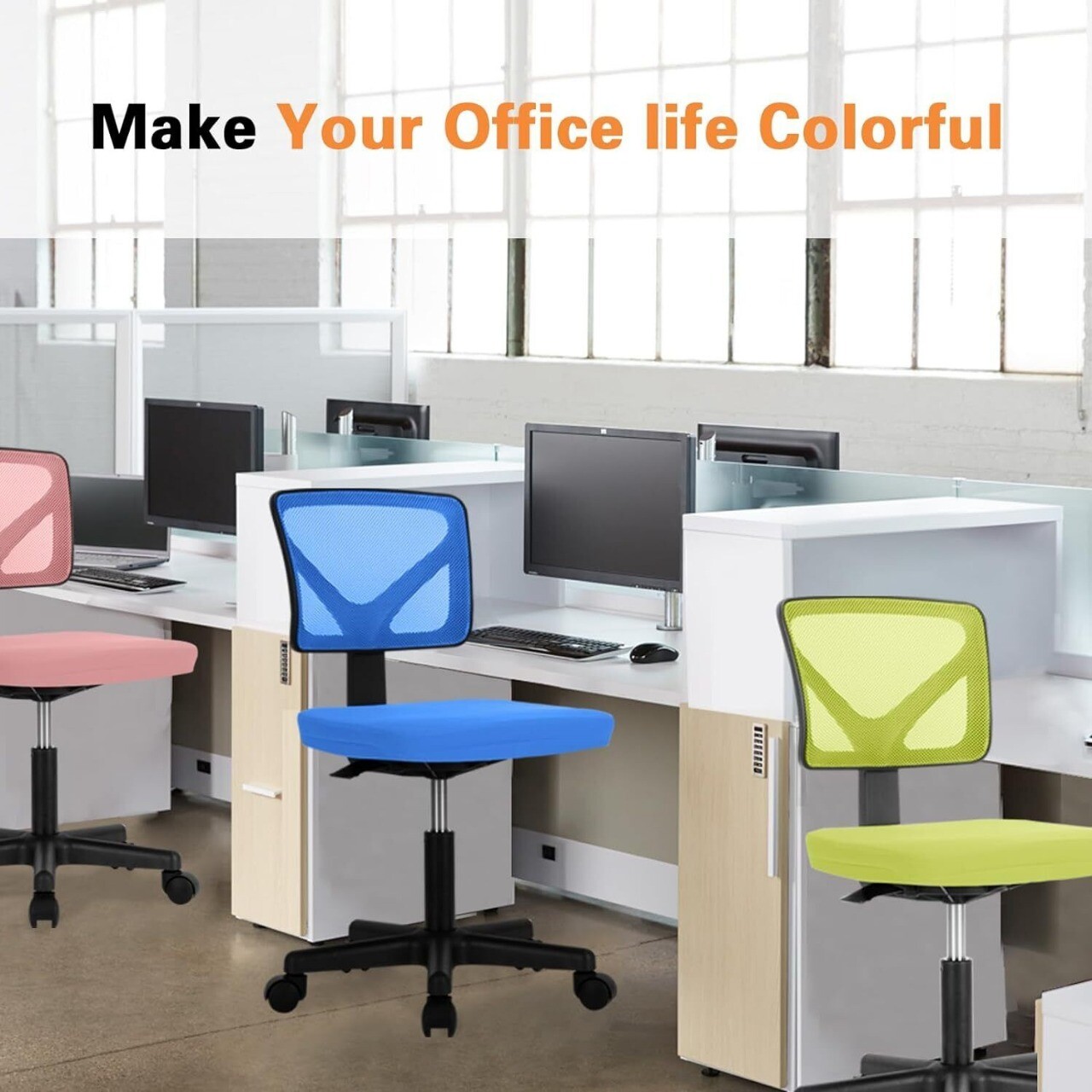 Office Mid-Back Swivel Mesh Chair Height Adjustable Ergonomic Padded Home Chair