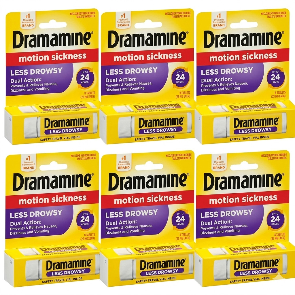 Dramamine All Day Less Drowsy Motion Sickness Relief 8ct Sensitive Stomach 6 Pk