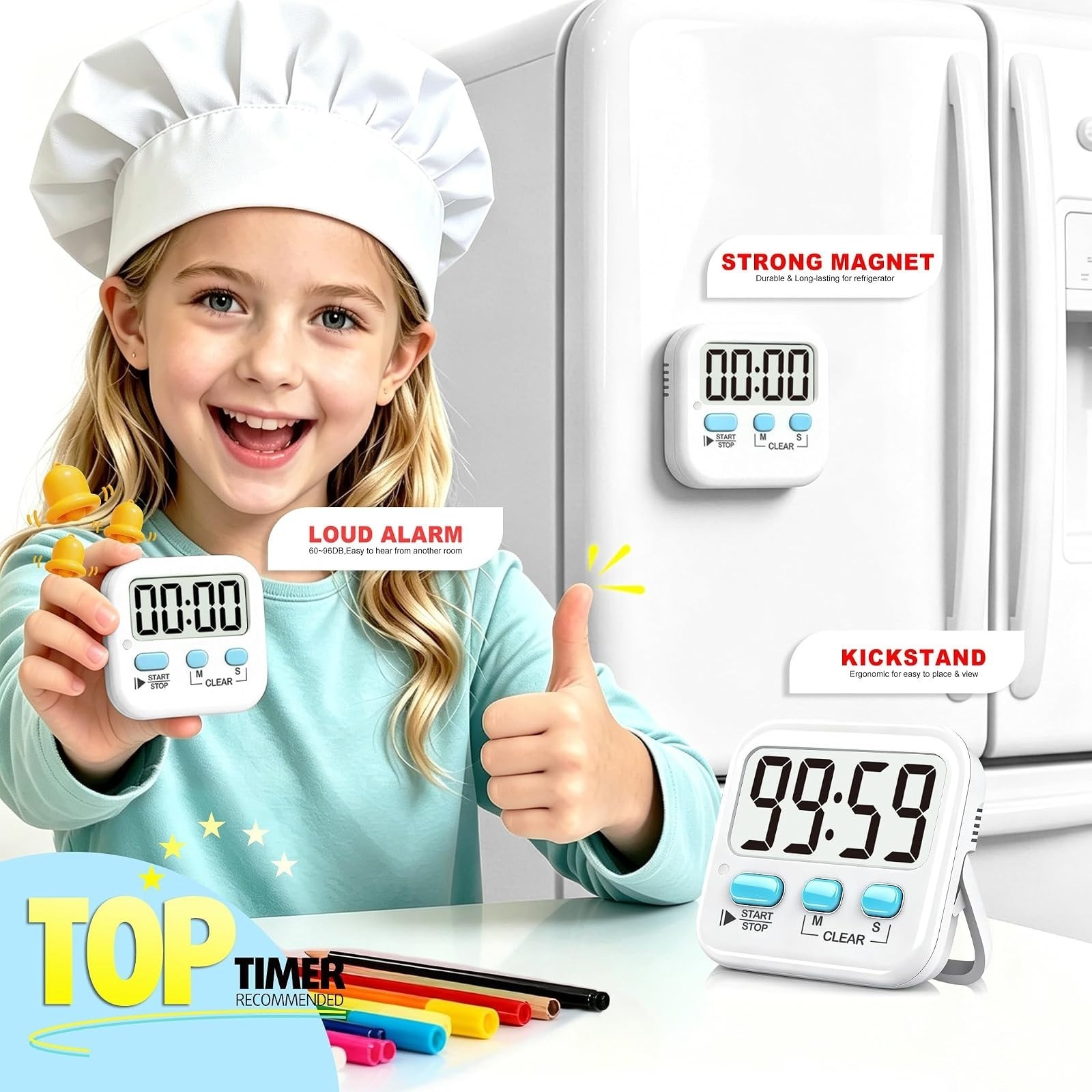 Antonki Digital Timer 2 Pack for Kids Classroom Kitchen Cooking