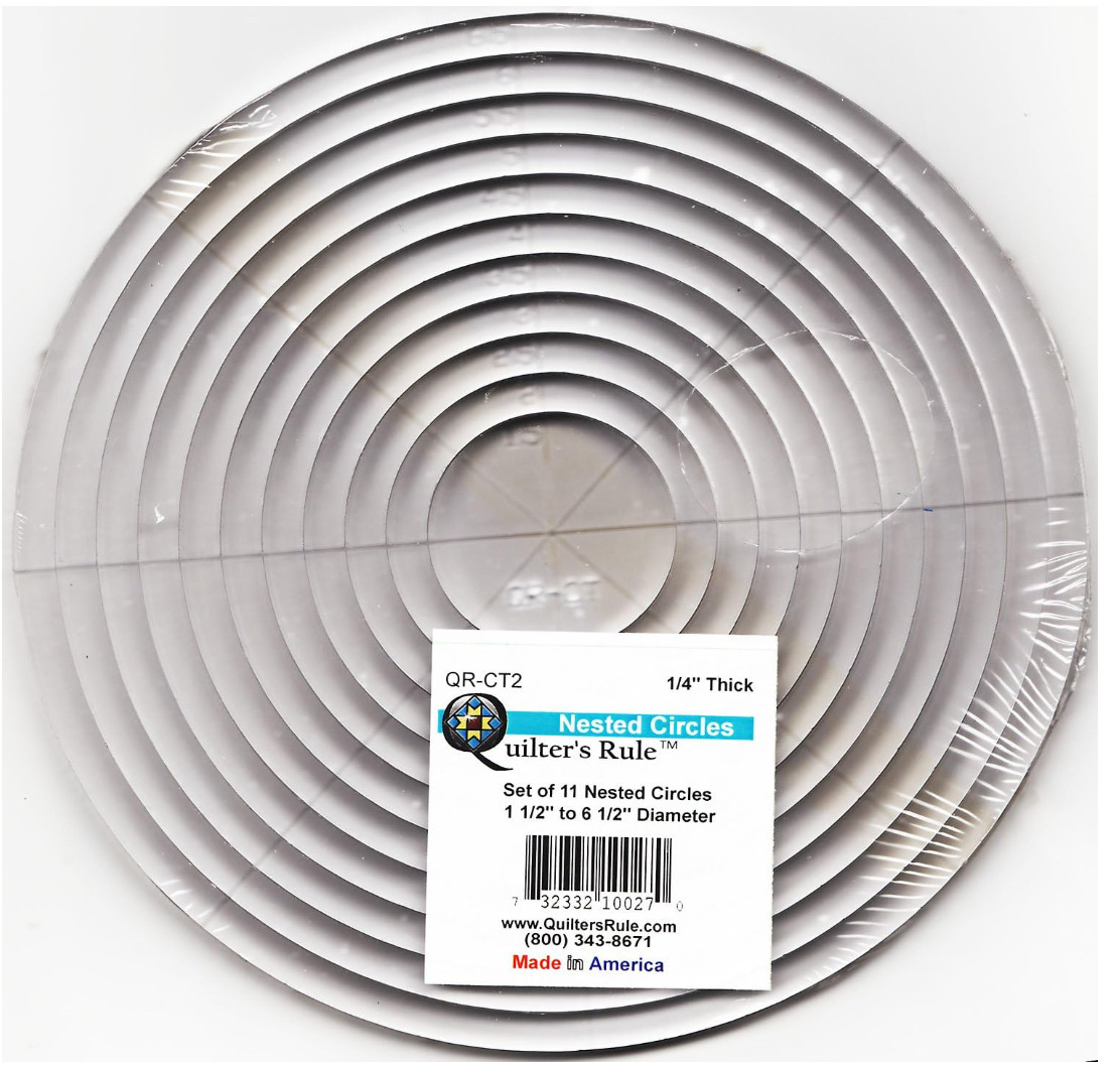 Quilter's Rule Nested Circles Template SET of 11 Nested Rings: Quarter-inch Thic