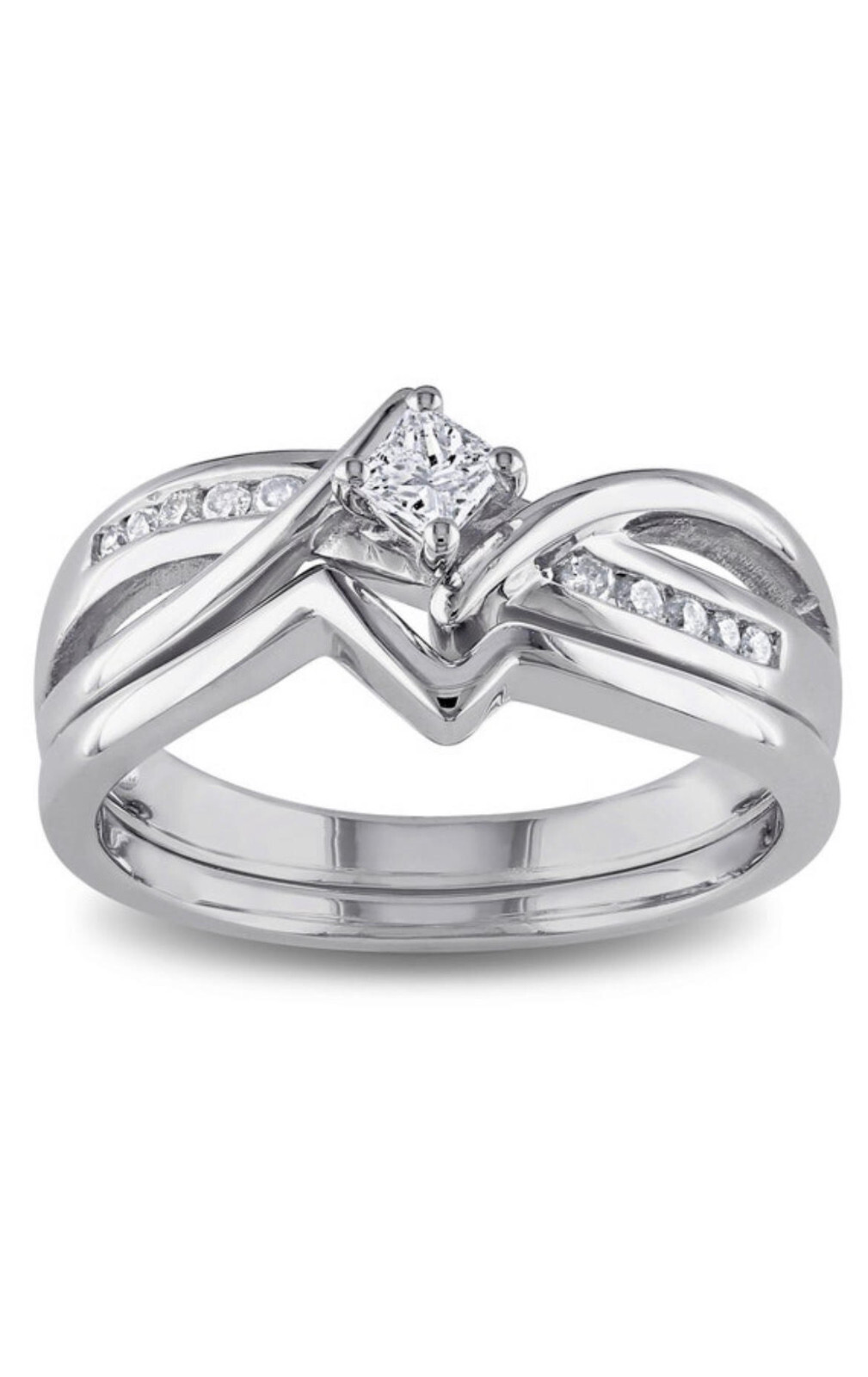 1/2Ct White Princess Cut CZ Womens Wedding Ring Set In Solid 925 Sterling Silver