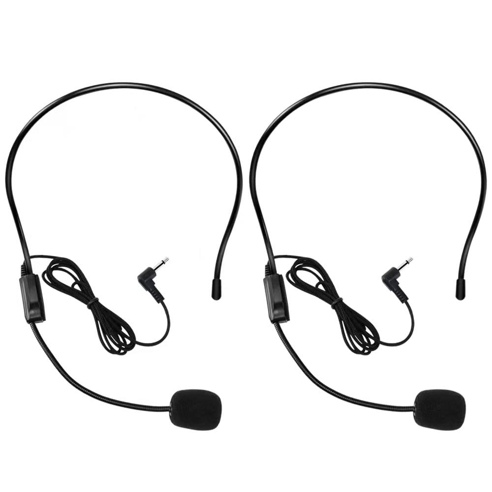 2Pcs Microphone Headset Mic, Flexible Wired Boom Voice Amplifier 3.5mm Connector