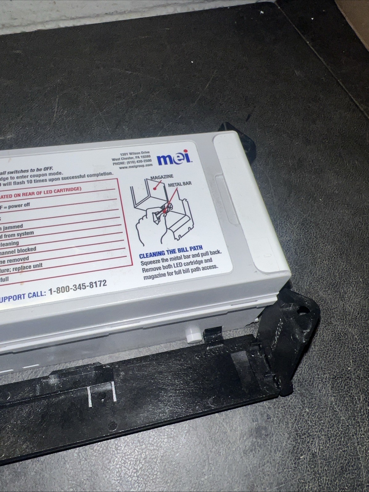 Mars MEI 500 stacker note box for bill acceptor validator GREY N/P 250026180