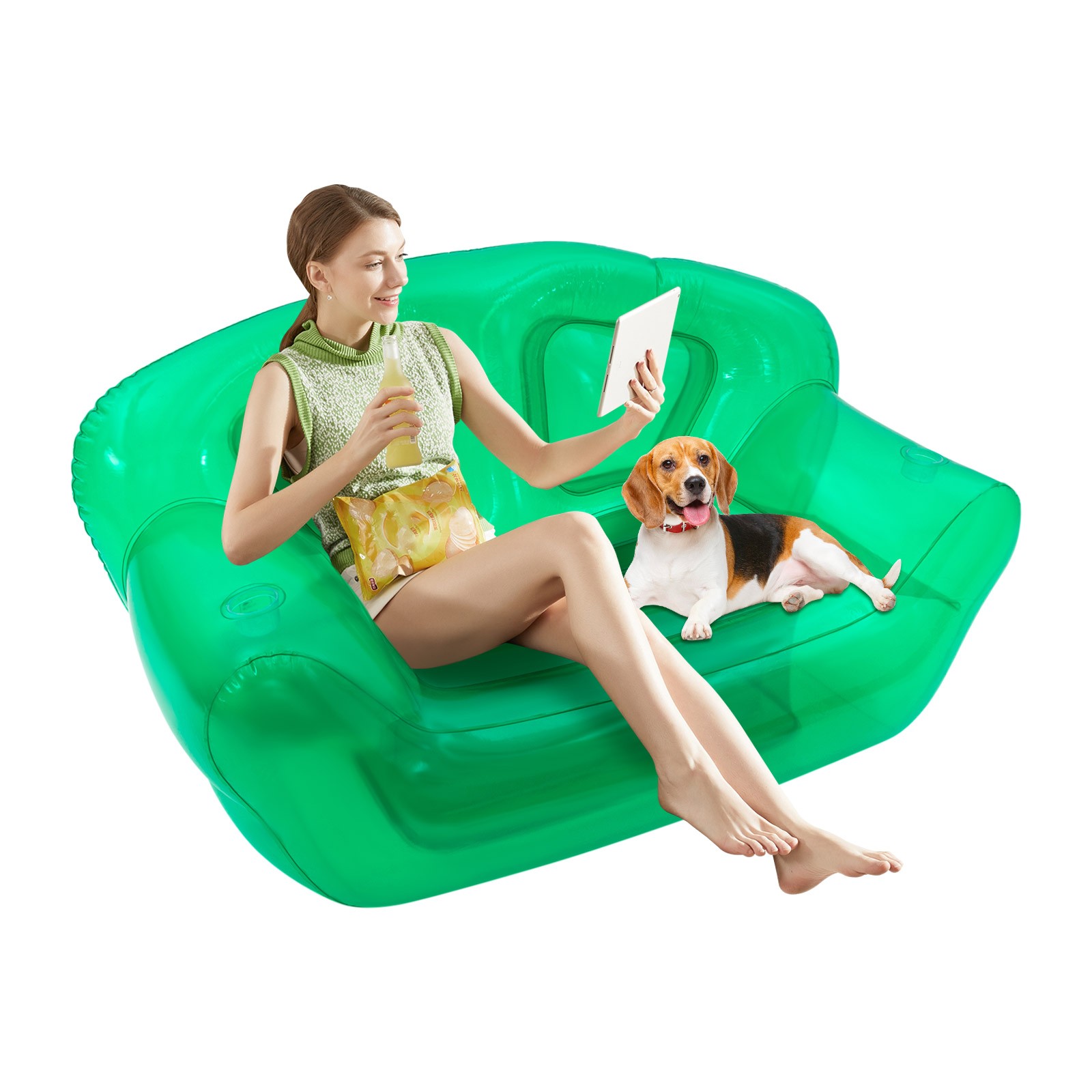 Portable Inflatable Sofa Double Person Couch Patio Yard Camping Inflatable Sofa