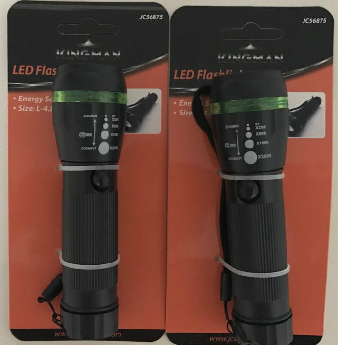 TWO 2000X LED Zoomable Flashlight-Energy Saving Powerful-Size:L-4.84''/12.3CM